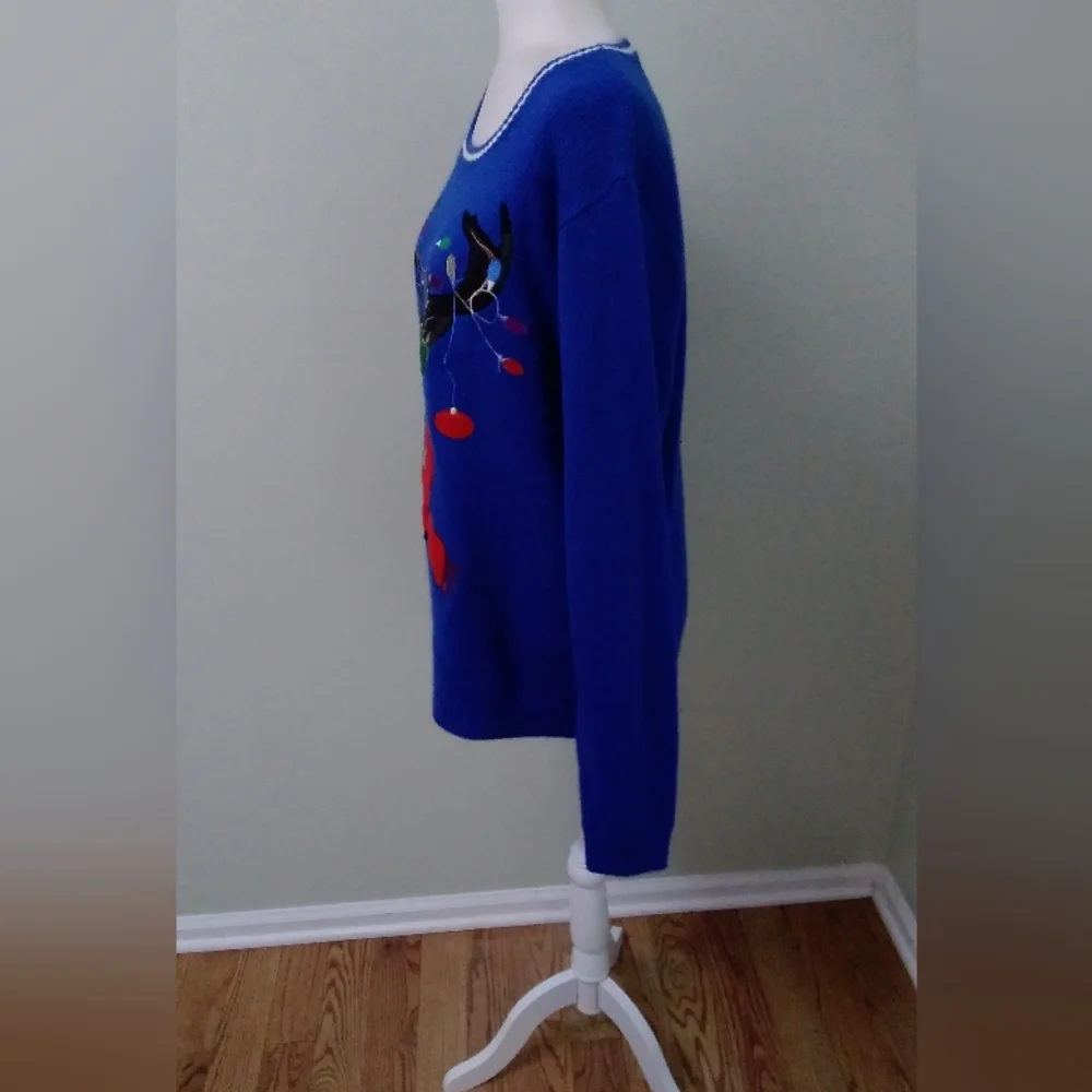 Jolly Sweaters Ugly Christmas Party Reindeer Sweater Pullover - Picture 3 of 5